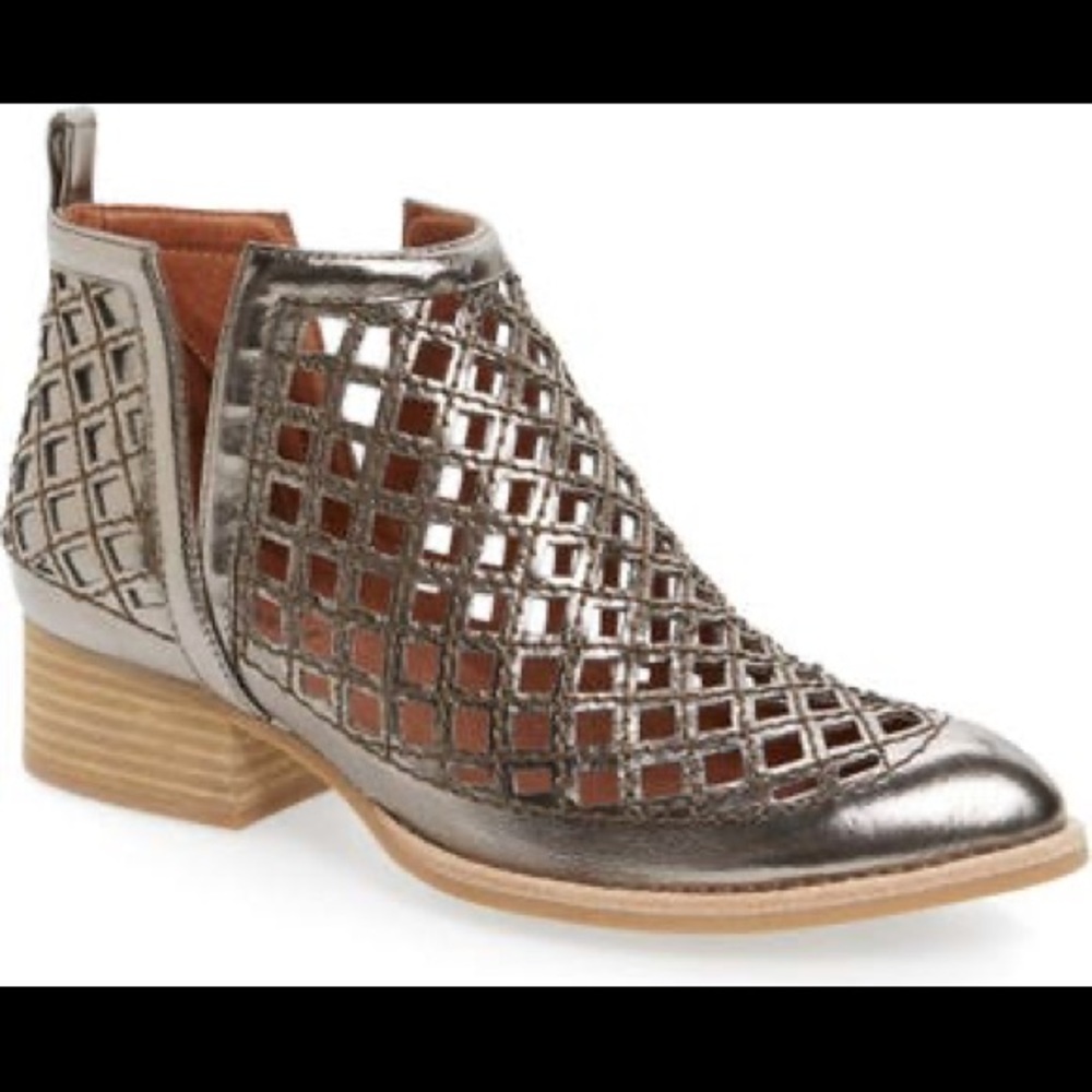 Jeffrey Campbell Taggart metallic laser cut out booties